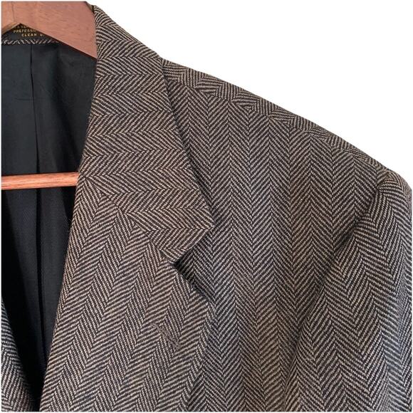 Oscar de la Renta Men’s Brown Herringbone Sport Coat Suit Jacket Blazer Sz 42S - Picture 1 of 13